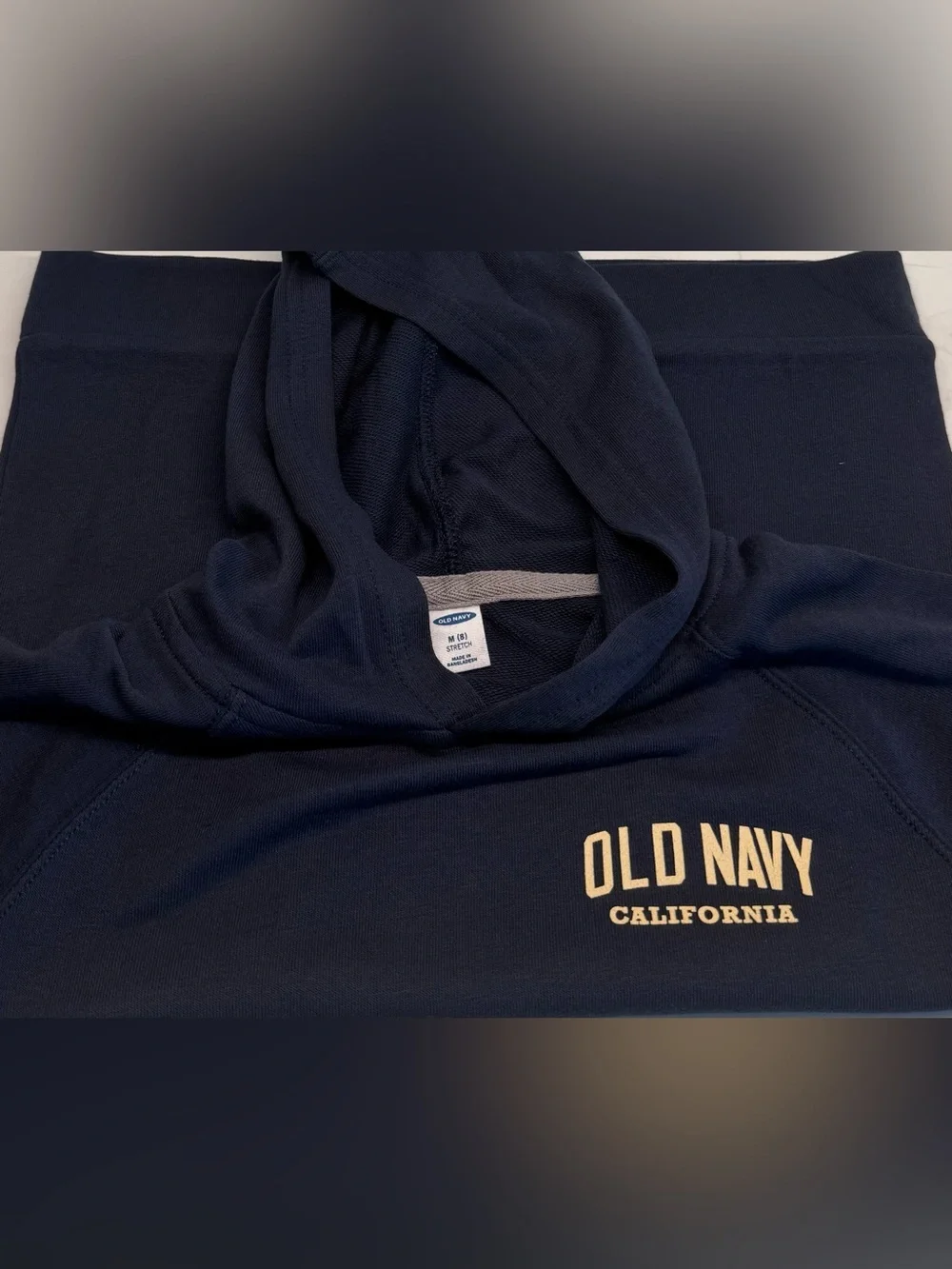 Old Navy Boys Medium 8 NWOT Short Sleeve Hoodie Navy Blue Graphic Pullover